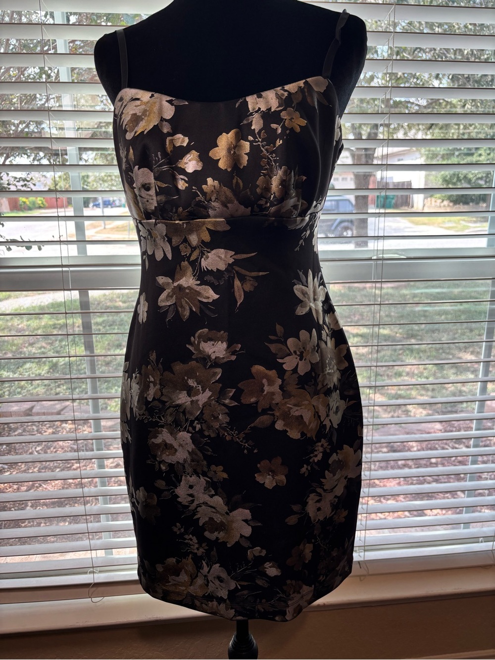 Vintage Teeze Me Y2K Black Gold Metallic Floral Mini Slip Dress